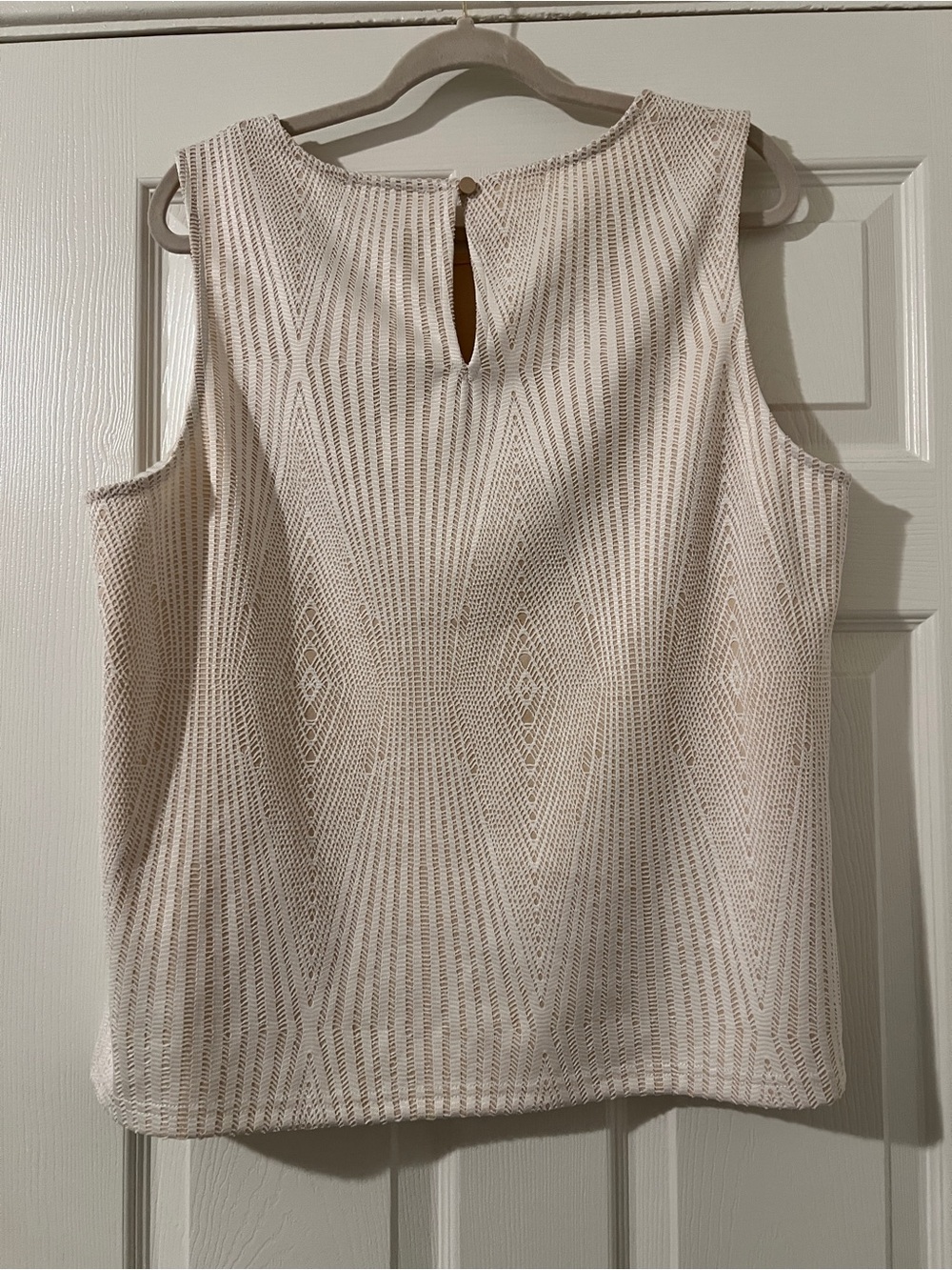 ODDÍ Plus Size Geometric Lace Tank Top NWT Cream 1XL - Picture 3 of 6